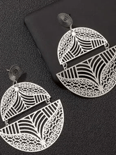 Load image into Gallery viewer, Womens Silver Tone‎ Half Circle Earrings