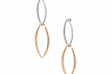 Load image into Gallery viewer, Womens Silver Gold Two Tone Oval Interlink Dangle Drop Post Earrings