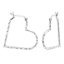 Load image into Gallery viewer, Womens Sterling Silver .925 Side‎ Heart Earrings