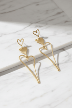 Load image into Gallery viewer, Womens Gold Heart Dangle Drop Lightweight‎ Earrings