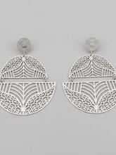 Load image into Gallery viewer, Womens Silver Tone‎ Half Circle Earrings