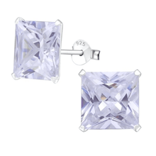 Load image into Gallery viewer, Womens‎ Sterling Silver Zirconia Amethyst Design Stud Earring 10mm