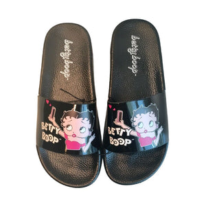 Betty Boop Slides Womens Size 5 Sandals Black Comfort Beach Shoes