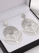 Load image into Gallery viewer, Womens Silver Tone‎ Half Circle Earrings