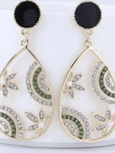 Load image into Gallery viewer, Womens Gold Tone Crystal Teardrop Earrings