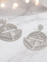 Load image into Gallery viewer, Womens Silver Tone‎ Half Circle Earrings