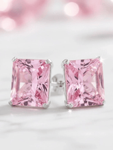 Load image into Gallery viewer, Womens Sterling Silver .925 Pink Zirconia Stud Earrings