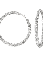 Load image into Gallery viewer, Womens Silver Hoop Earrings‎ Glitter Fashion Trendy Hoops