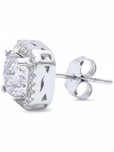 Load image into Gallery viewer, Womens Sterling Silver .925 Princess‎ Cut Cubic Zirconia Earring