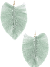 Load image into Gallery viewer, Womens Fringe Cotton Leaf Green‎ Earring