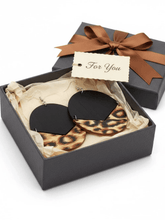 Load image into Gallery viewer, Womens Black Brown Animal Print Dangle Earrings
