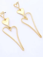 Load image into Gallery viewer, Womens Gold Heart Dangle Drop Lightweight‎ Earrings