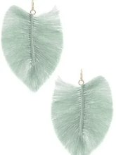 Load image into Gallery viewer, Womens Fringe Cotton Leaf Green‎ Earring