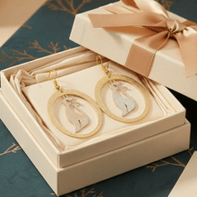 Load image into Gallery viewer, Womens Gold Tone‎ Sparkle Kitten Hoop Earrings