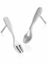 Load image into Gallery viewer, Sterling Silver .925 Fork and Spoon Stud‎ Earrings Unisex