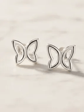 Load image into Gallery viewer, Womens Sterling Silver .925 Butterfly Stud‎ Earrings