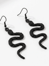Load image into Gallery viewer, Womens Black Snake Metal Dangle Earrings