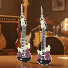 Load image into Gallery viewer, Womens‎ Silver Electric Guitar Fashion Earrings