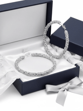 Load image into Gallery viewer, Womens Silver Hoop Earrings‎ Glitter Fashion Trendy Hoops