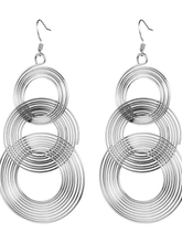 Load image into Gallery viewer, Womens Silver Tone Interlocking Hoop Earrings