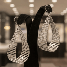 Load image into Gallery viewer, Silver Teardrop Hoop‎ Earrings Geometric