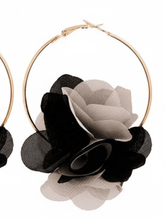 Load image into Gallery viewer, Womens Gold Hoop Earrings with Flower