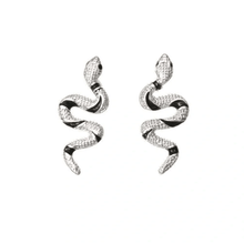 Load image into Gallery viewer, Curved Snake Stud Earrings Unisex Adult in Gold or‎ Silver Tone