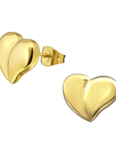Load image into Gallery viewer, Womens Surgical Stainless Steel Gold Heart Stud Earrings