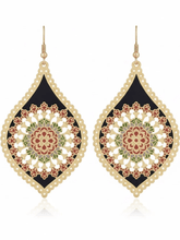 Load image into Gallery viewer, Womens‎ Golden Flower Drip Oil Earrings