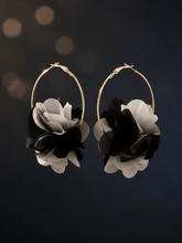 Load image into Gallery viewer, Womens Gold Hoop Earrings with Flower