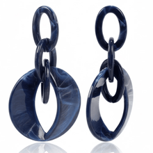 Load image into Gallery viewer, Womens Interlocking‎ Acrylic Blue Hoop Earrings