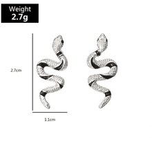 Load image into Gallery viewer, Curved Snake Stud Earrings Unisex Adult in Gold or‎ Silver Tone