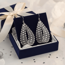 Load image into Gallery viewer, Silver Teardrop Hoop‎ Earrings Geometric