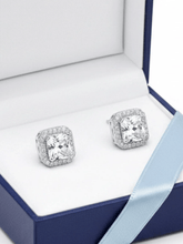 Load image into Gallery viewer, Womens Sterling Silver .925 Princess‎ Cut Cubic Zirconia Earring