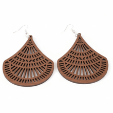 Load image into Gallery viewer, Womens Brown‎ Teardrop Wood Dangle Large Lightweight Earrings