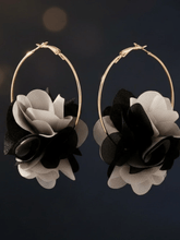 Load image into Gallery viewer, Womens Gold Hoop Earrings with Flower