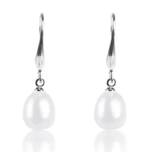 Load image into Gallery viewer, Womens Silver Plated Freshwater Cultured Pearl Dangle Earrings‎