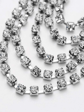 Load image into Gallery viewer, Womens Silver Crystal Studded Chandelier‎ Earrings