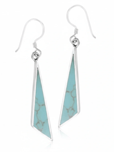 Load image into Gallery viewer, Womens Sterling Silver‎ .925 Turquoise Dangle Earrings