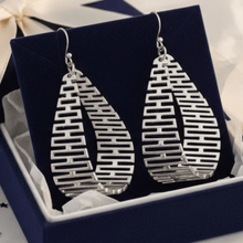 Load image into Gallery viewer, Silver Teardrop Hoop‎ Earrings Geometric