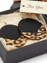 Load image into Gallery viewer, Womens Black Brown Animal Print Dangle Earrings