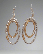 Load image into Gallery viewer, Silver Hoop Oval Earrings