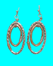 Load image into Gallery viewer, Silver Hoop Oval Earrings