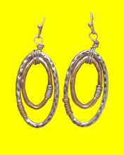 Load image into Gallery viewer, Silver Hoop Oval Earrings