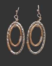 Load image into Gallery viewer, Silver Hoop Oval Earrings