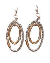 Load image into Gallery viewer, Silver Hoop Oval Earrings