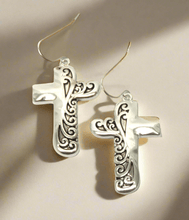 Load image into Gallery viewer, Earrings Womens Silver Tone Cross Earring Fashion Jewelry