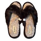 Dearfoams Slippers Womens Size 7/8 Flip Flops Black Gray Indoor Outdoor Shoes