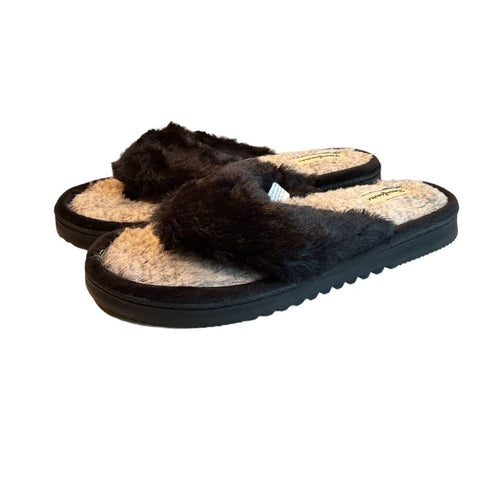 Dearfoams Slippers Womens Size 7/8 Flip Flops Black Gray Indoor Outdoor Shoes