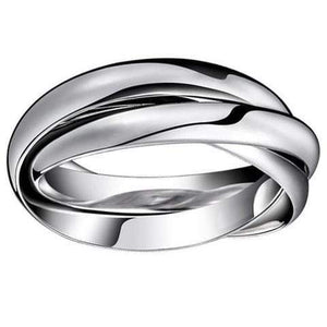 Womens Stainless Steel Ring with 3 Interlocking Bands